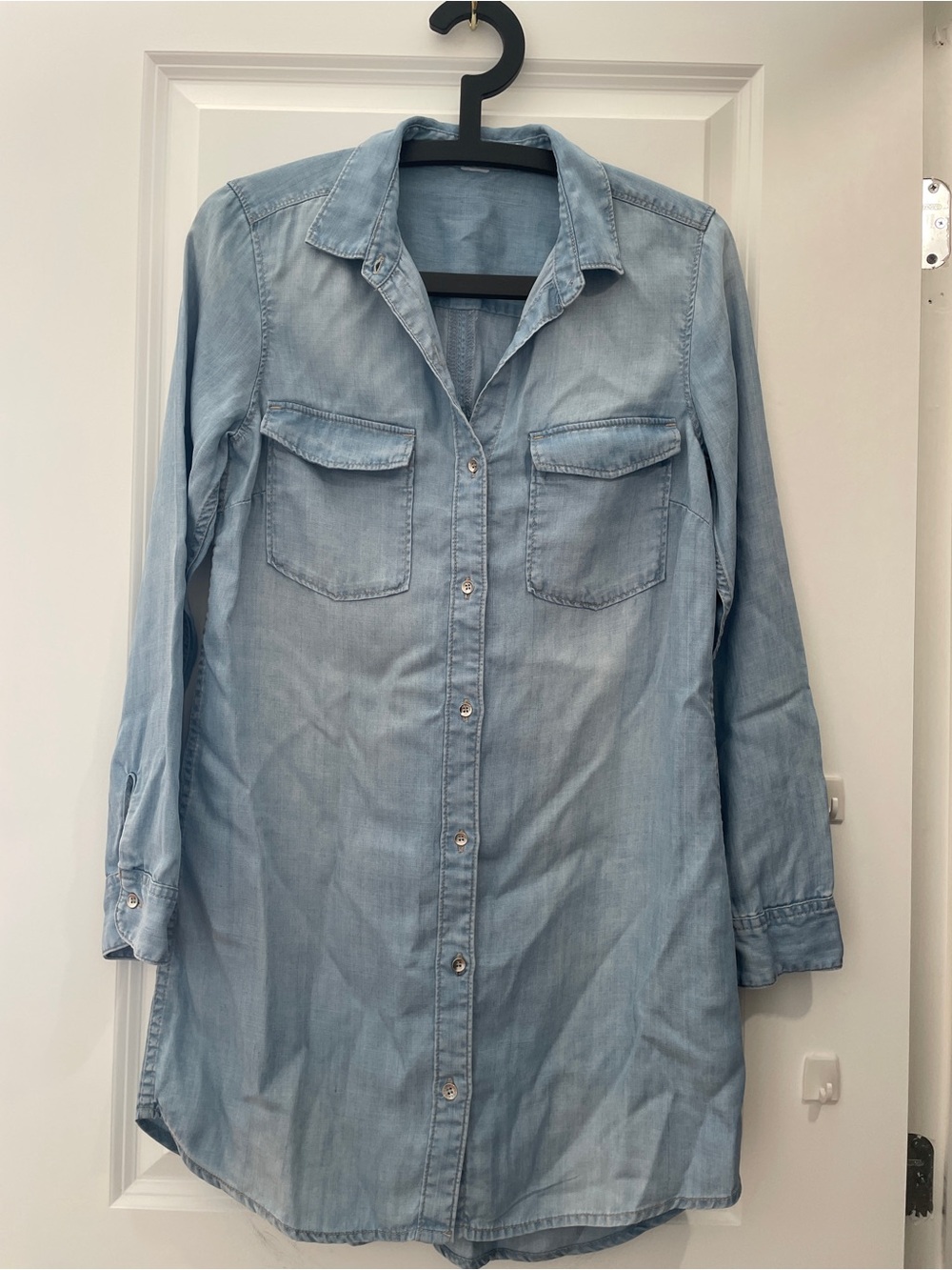 H&M Light Wash Denim Button-Down Shirt Dress